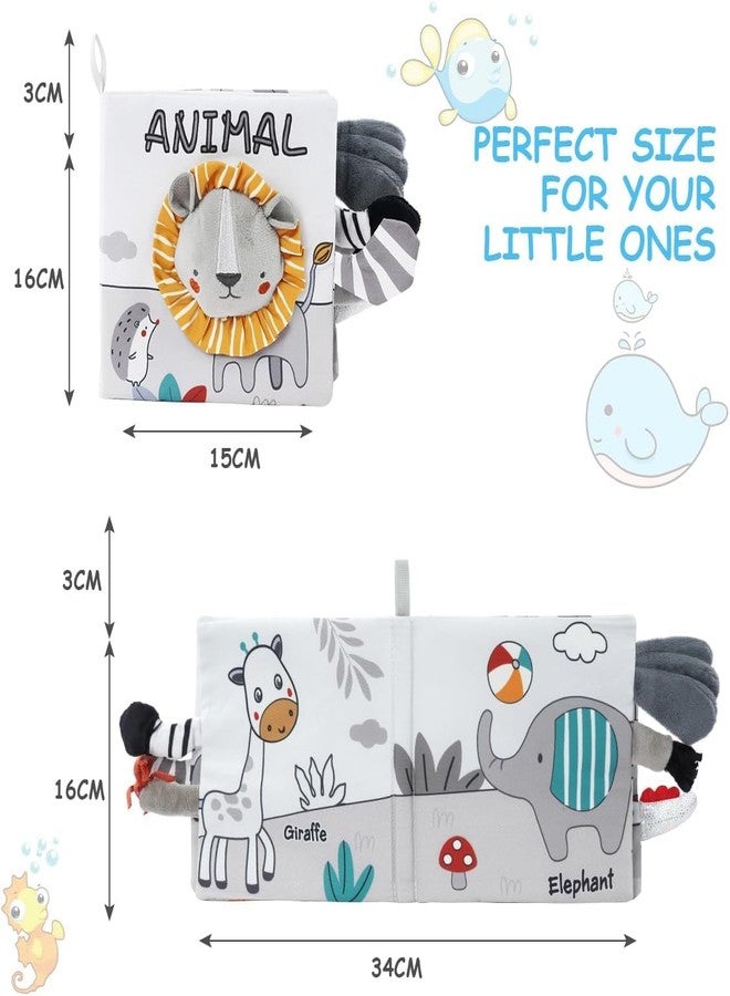 BeFunky لعبة كتب الأطفال من بي فانكي للأطفال من عمر 0 إلى 18 شهرًا، لعبة كتب حسية ناعمة للأطفال حديثي الولادة، كتب قماشية عالية التباين للمس والشعور مع صفارة، هدية ألعاب استحمام لتنمية المهارات المبكرة (أسد) - Image 2